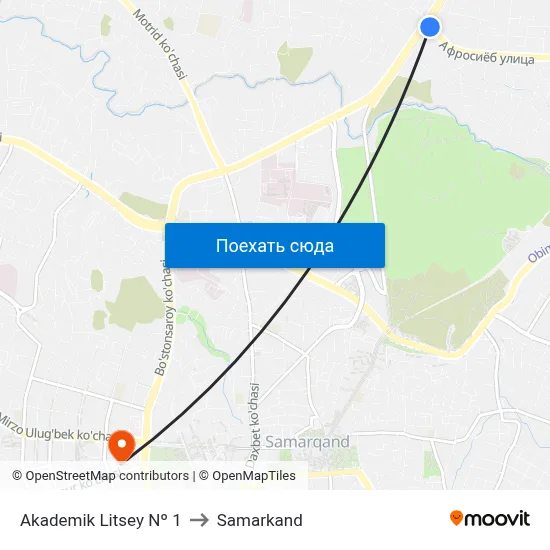 Akademik Litsey Nº 1 to Samarkand map