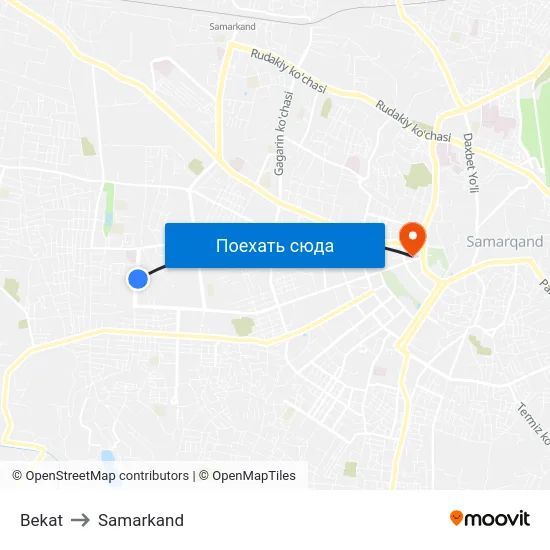 Bekat to Samarkand map