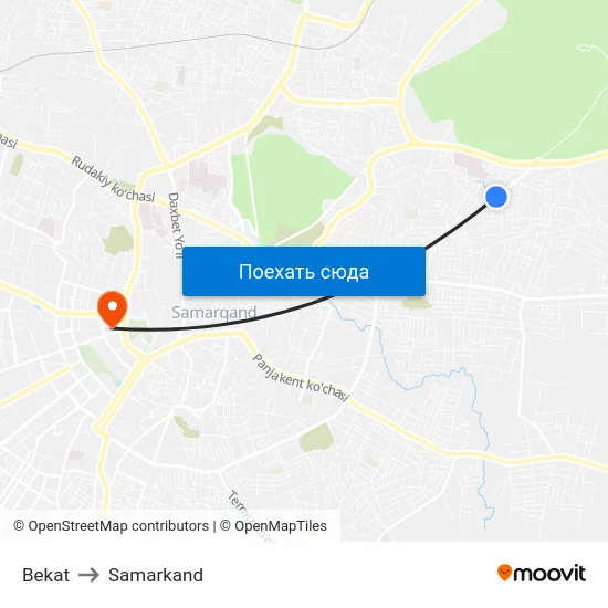 Bekat to Samarkand map