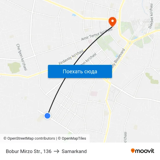 Bobur Mirzo Str., 136 to Samarkand map