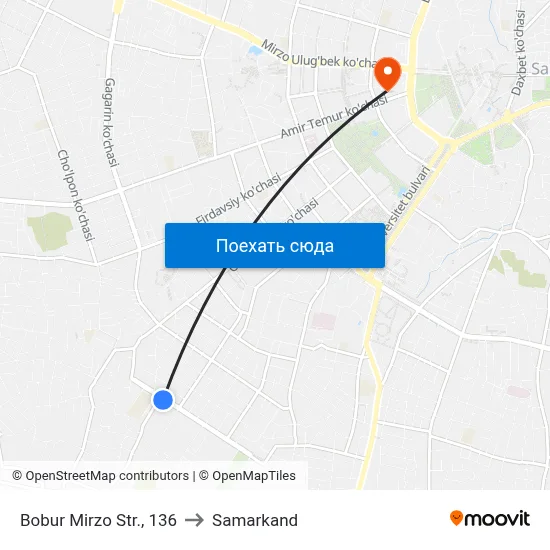 Bobur Mirzo Str., 136 to Samarkand map
