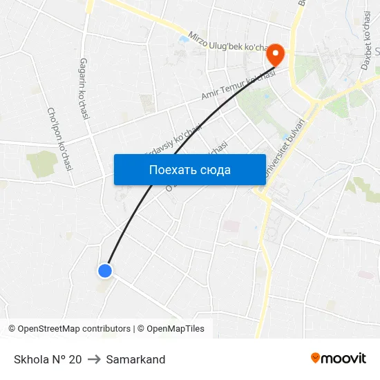 Skhola Nº 20 to Samarkand map