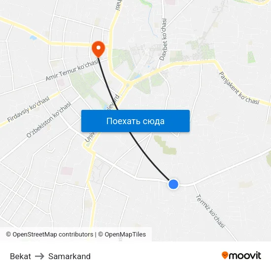 Bekat to Samarkand map
