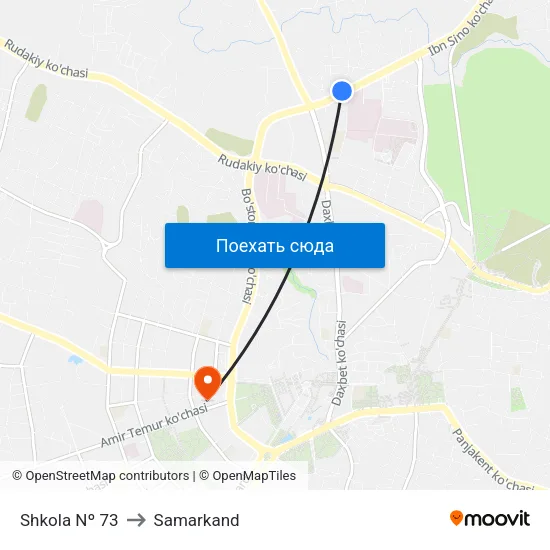 Shkola Nº 73 to Samarkand map