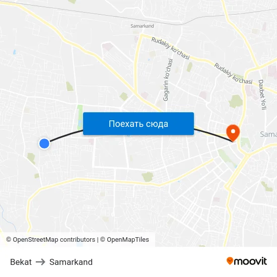 Bekat to Samarkand map