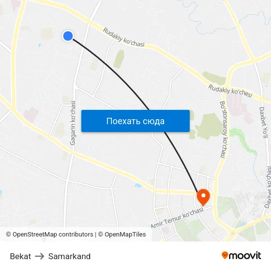 Bekat to Samarkand map
