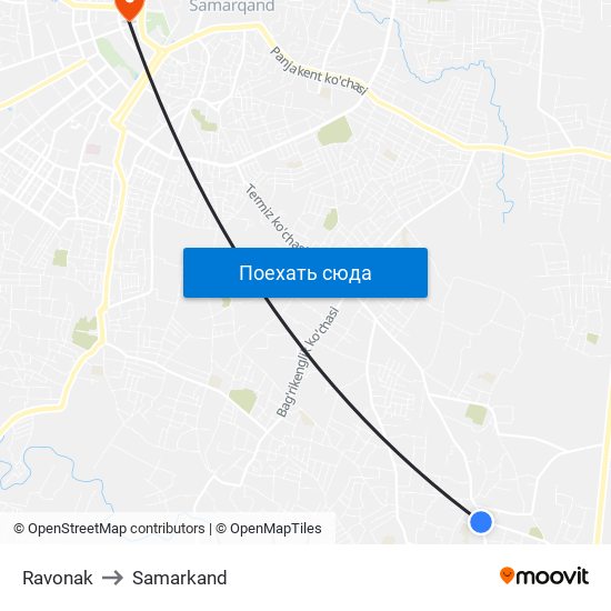 Ravonak to Samarkand map