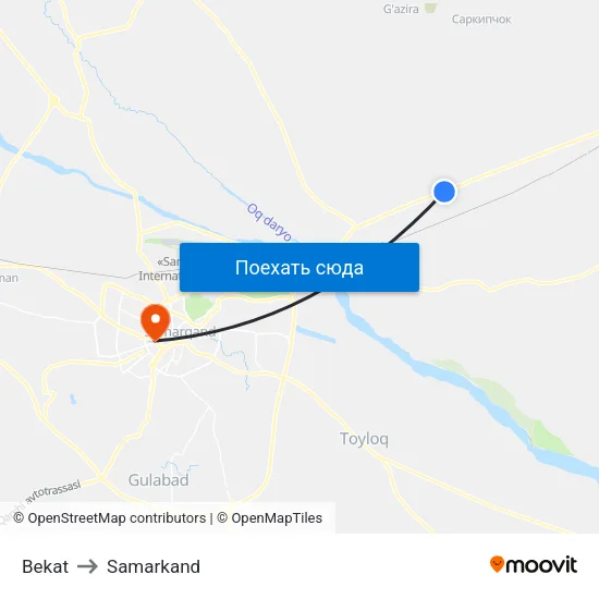 Bekat to Samarkand map