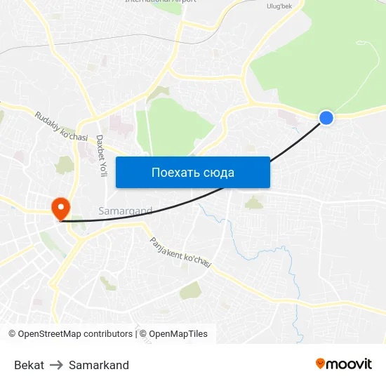 Bekat to Samarkand map