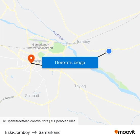 Eski-Jomboy to Samarkand map