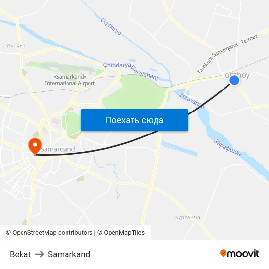 Bekat to Samarkand map