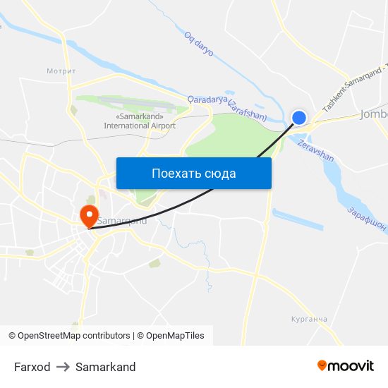 Farxod to Samarkand map