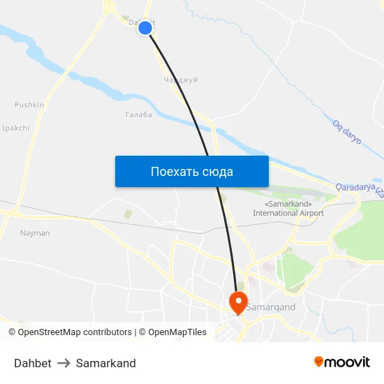 Dahbet to Samarkand map