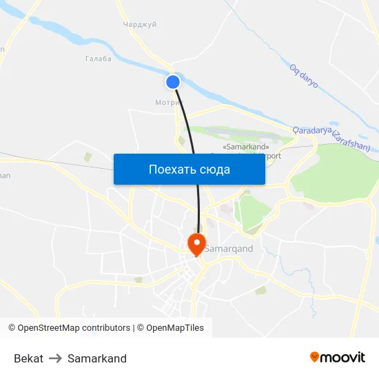 Bekat to Samarkand map