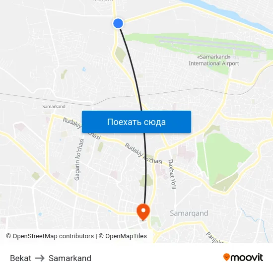 Bekat to Samarkand map