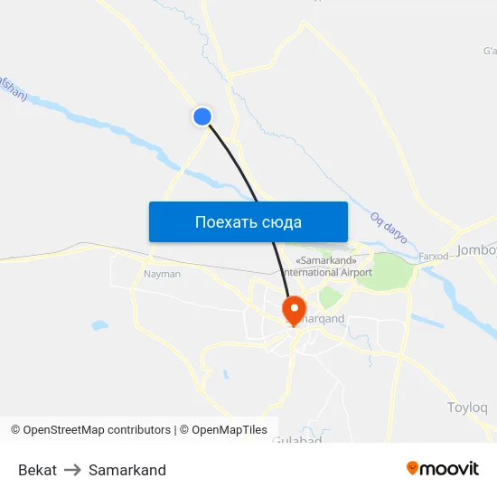 Bekat to Samarkand map