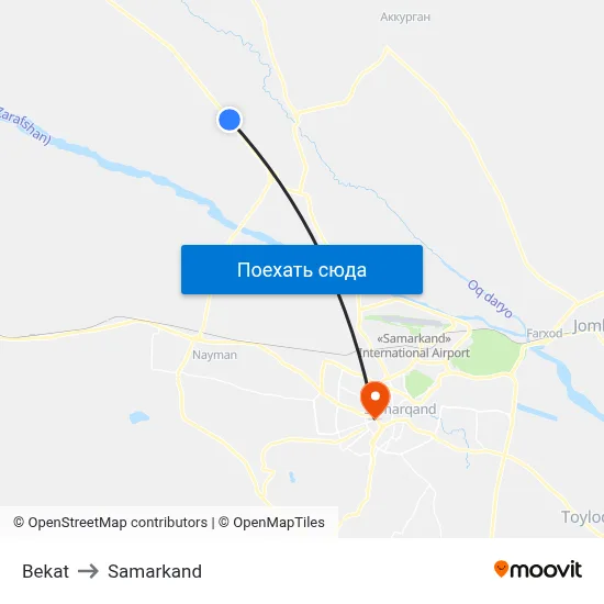 Bekat to Samarkand map