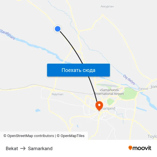 Bekat to Samarkand map