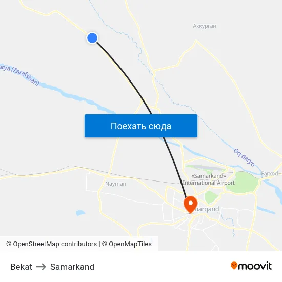 Bekat to Samarkand map