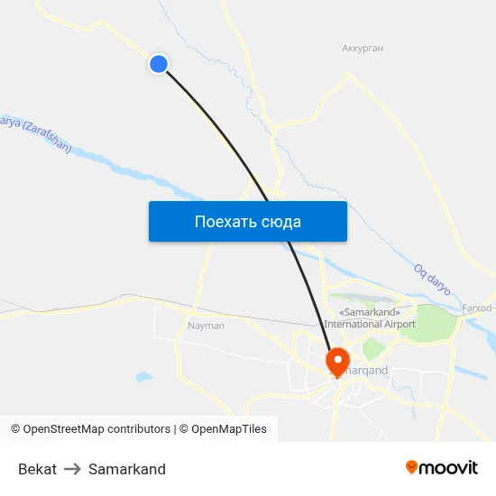 Bekat to Samarkand map