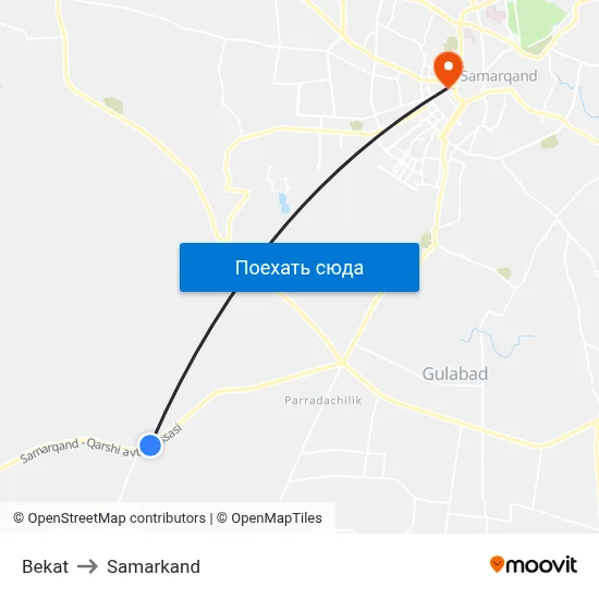 Bekat to Samarkand map