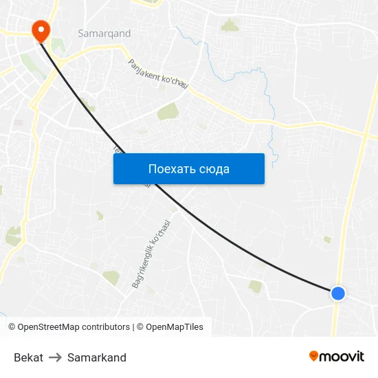 Bekat to Samarkand map