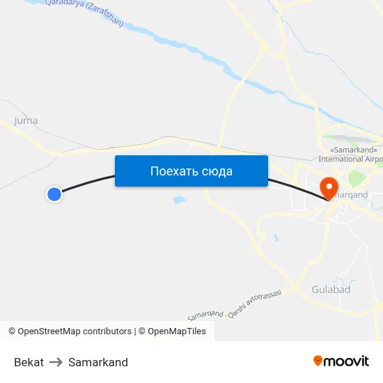 Bekat to Samarkand map