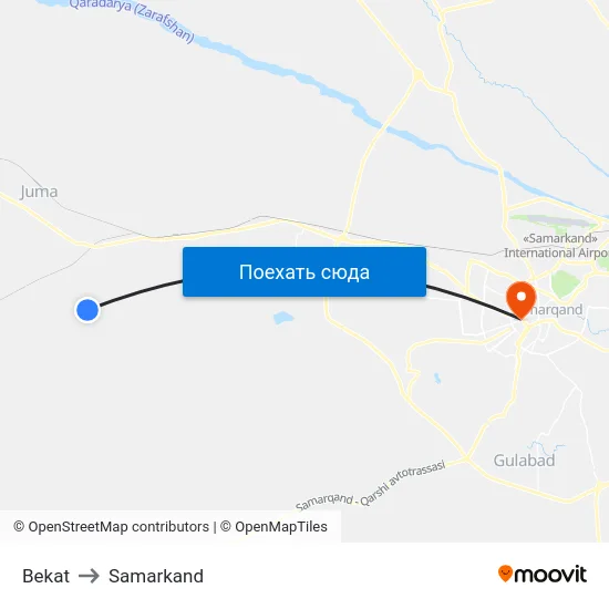 Bekat to Samarkand map