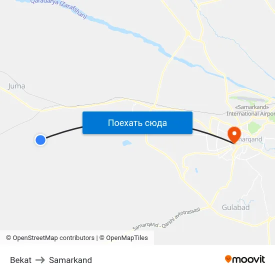 Bekat to Samarkand map