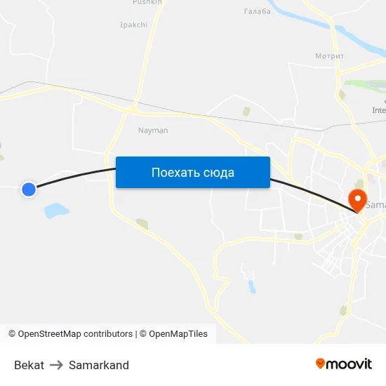 Bekat to Samarkand map