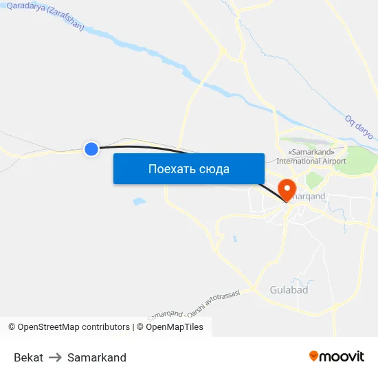 Bekat to Samarkand map