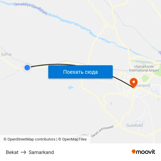 Bekat to Samarkand map