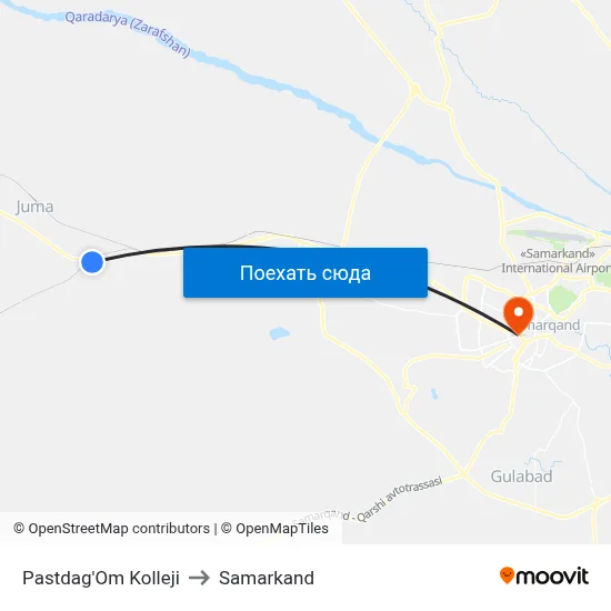 Pastdag'Om Kolleji to Samarkand map