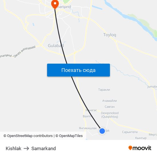 Kishlak to Samarkand map