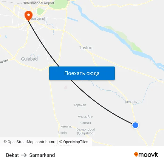Bekat to Samarkand map