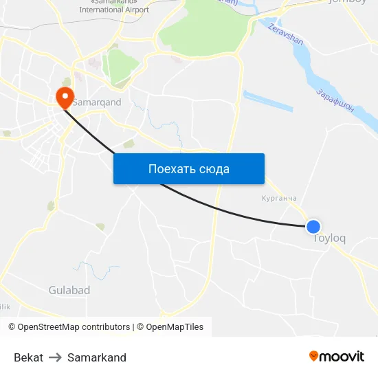 Bekat to Samarkand map