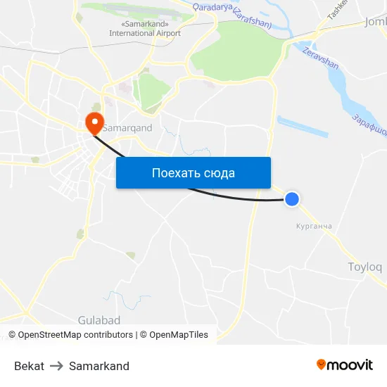 Bekat to Samarkand map