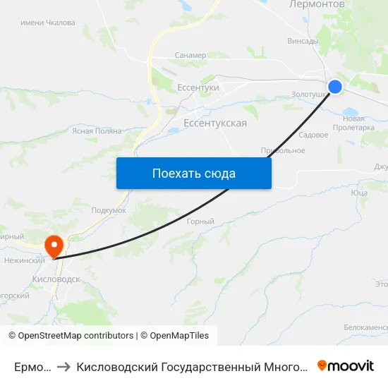 Ермолова to Кисловодский Государственный Многопрофильный Техникум map