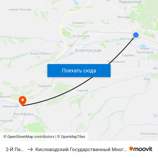 2-Й Переулок to Кисловодский Государственный Многопрофильный Техникум map