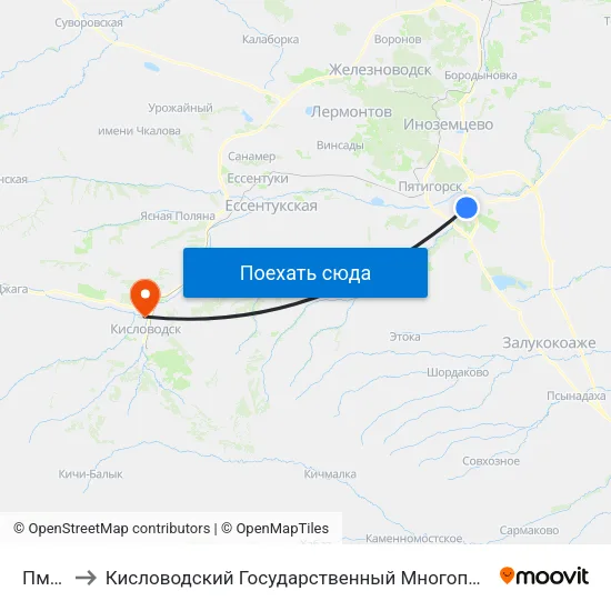Пмк 22 to Кисловодский Государственный Многопрофильный Техникум map