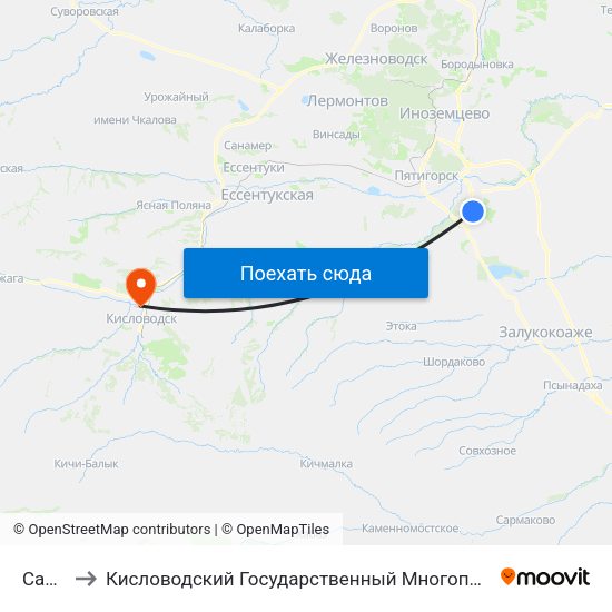 Сады 1 to Кисловодский Государственный Многопрофильный Техникум map