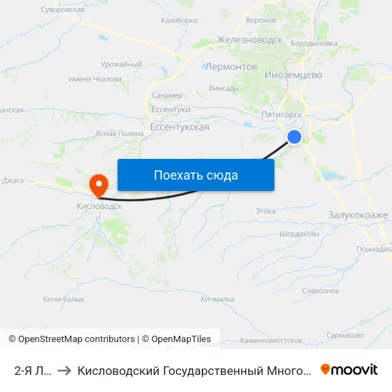2-Я Линия to Кисловодский Государственный Многопрофильный Техникум map