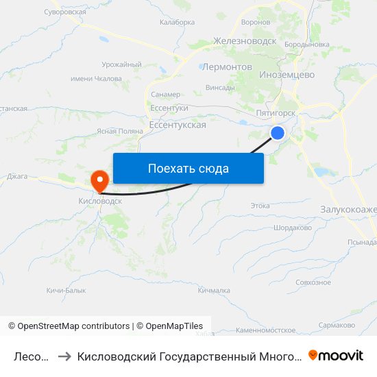 Лесосклад to Кисловодский Государственный Многопрофильный Техникум map
