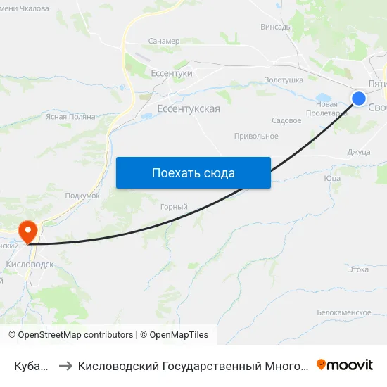 Кубанская to Кисловодский Государственный Многопрофильный Техникум map