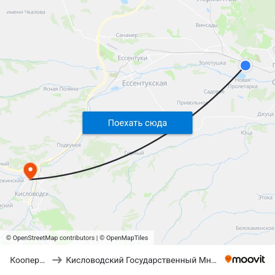 Кооперативная to Кисловодский Государственный Многопрофильный Техникум map