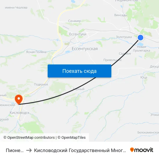 Пионерская to Кисловодский Государственный Многопрофильный Техникум map