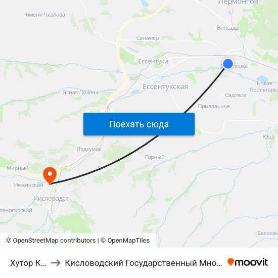Хутор Казачий to Кисловодский Государственный Многопрофильный Техникум map
