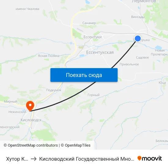 Хутор Казачий to Кисловодский Государственный Многопрофильный Техникум map