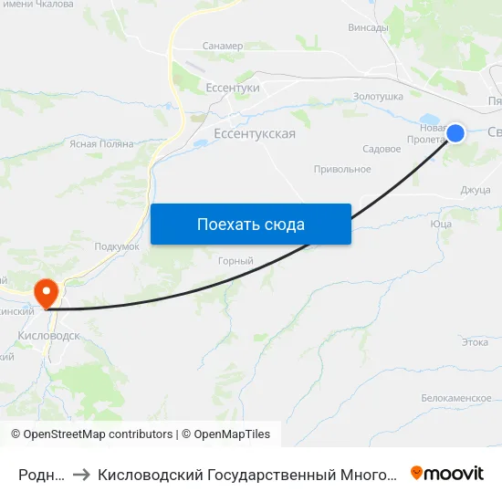 Роднички to Кисловодский Государственный Многопрофильный Техникум map