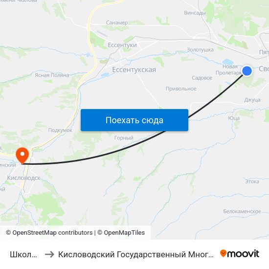 Школа № 22 to Кисловодский Государственный Многопрофильный Техникум map